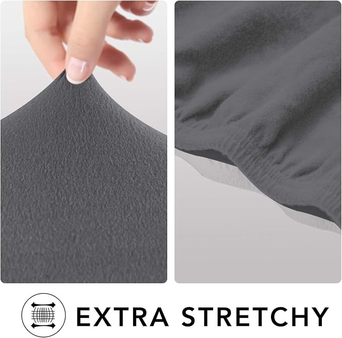 PureFit Stretch Couch Covers for Sofa 4 Seater Slipcovers Gray | 1-Piece Sofa Cover Washable Soft Couch protector, Couch Slipcover with Non Skid Foam and Elastic Bottom for Kids, Dogs - Image 4