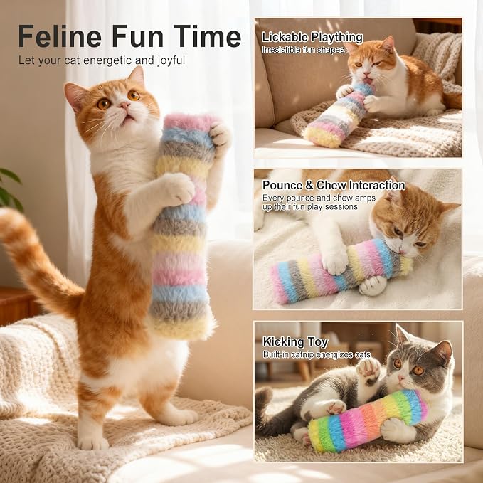 Cat Toys Pillows 6Pcs Catnip Kicker Toys for Cats Promotes Kitty Exercise - Image 7