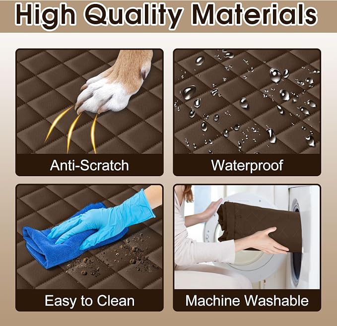 Waterproof Dog Car Seat Cover for Back Seat, Pet Hammock- L, Coffee/Black | Durable waterproof hammock with nonslip design & storage pockets. Protects seats from scratches, fits cars, SUVs & trucks. - Image 4