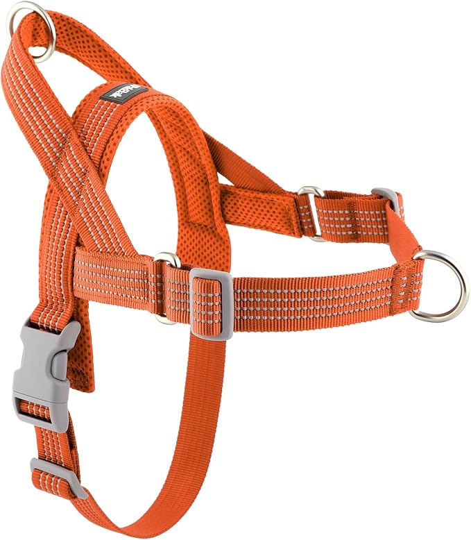 No Pull Dog Harness with Handle, Adjustable Soft Mesh Padded Vest | Reflective Walking Harness with Front Clip for Small Medium Large Dogs, Quick Fit No Escape for Training, Orange, XS by Fortheloveofpets