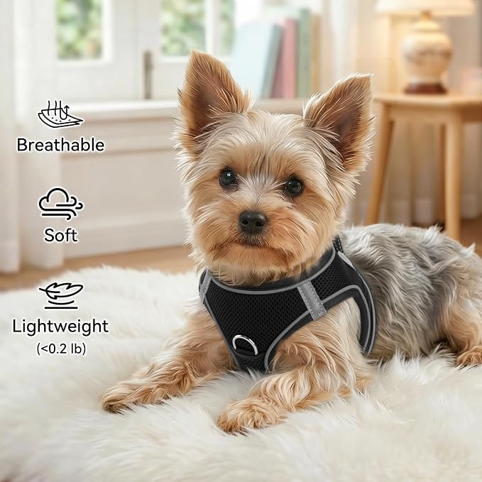 Joytale Step-in Dog Harness, Soft Breathable Mesh, Black S | Adjustable Fit for Small Dogs, Easy Step-in with Secure Fastener, Even Chest Pressure, Reflective For Night Safety, Washable - Image 4