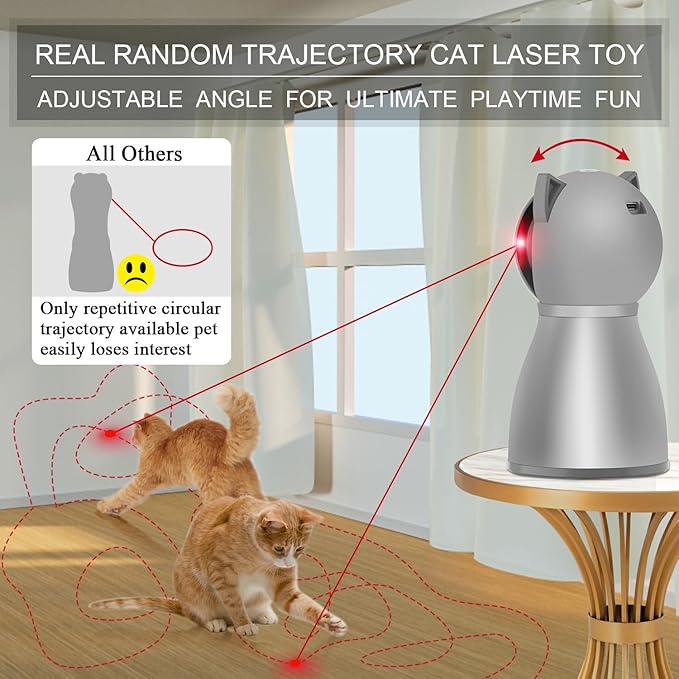 YVE LIFE Laser Cat Toys for Indoor Cats,The 4th Generation Real Random Trajectory Motion Activated Rechargeable Automatic Cat Laser Toy,Interactive Cat Toys for Bored Indoor Cats/Kittens (Gray) - Image 2