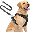 Joytale No Pull Dog Harness & Seat Belt, Easy On 3-Buckle, L, Black | Front Clip Reduces Pulling, Escape-Resistant Design, Adjustable Fit, Soft Padding for Comfort, Secure Tether for Safer Travel by Joytale