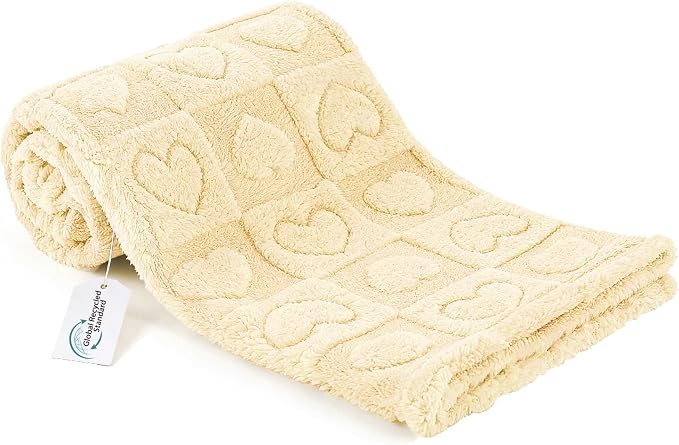 gogobunny Pet Blanket for Dogs Cats, 300GSM Ultra Soft Coral Fleece Blanket, Washable Small Dog Cat Blanket, Calming Crate Mat, Furniture Protector for Couch Bed Car Seat, Beige, 30x40IN by gogobunny