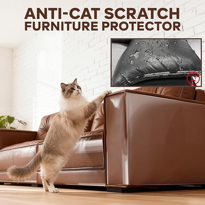 Cat Scratch Protector for Leather Couches | Anti-Scratch Tape for Cat Claws | Cat Scratch Protector for Leather Couches | Easy-Apply & Removable Sofa Guard (12 Pack) - Image 2