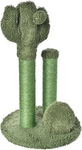 Amazon Basics Cat Scratching Post, Indoor Cactus Triple Posts for Cats & Kittens with Dangling Ball, Large, 27"H, Green by AmazonBasics