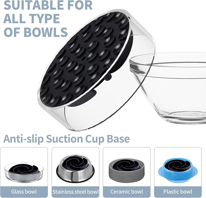 Slow Feeder Dog Bowls Insert, Bestalk Soft Silicone Slow Eating Feeder Insert with Suction Cups for Small, Medium and Large Dogs, Fit into Basic and Elevated Dog Bowls, Black - Image 6