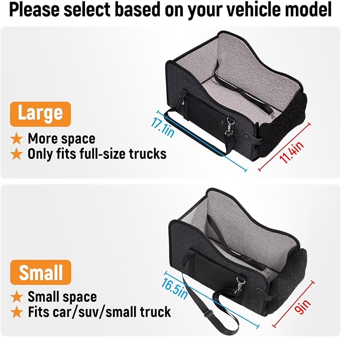TKYZ Center Console Dog Car Seat for Small Dogs,Fit for Full Size Truck | Soft Pillow,Double Fixation,PU Leather Easy To Clean,Pet Booster with Safety Belt,Puppy Car Seat for Small Dogs 0-30 lbs - Image 4