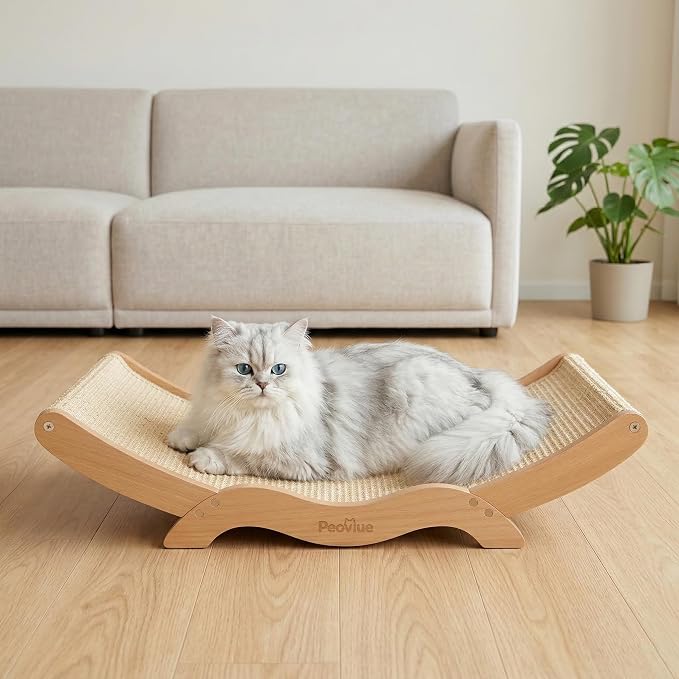 Extra-Large Cat Scratcher Bed with Natural Sisal Scratching Pad | Wooden Cat Bed Lounge Hammock, for Indoor Cats, Durable Cat Scratching Post Furniture, Extra Large Size for Big Cats - Image 2