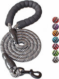 2/4/5/6 FT Dog Leash with Comfortable Padded Handle and Highly Reflective Threads for Small Medium and Large Dogs (5FT-1/2'', Black Silver) by BAAPET