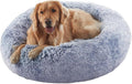 36 inches Faux Fur Fluffy Donut Dog Bed for Large Dogs,Dark Blue | Calming Plush Round Pet Bed with Removable & Washable Cover,Fits up to 80 lbs Pets by BedStillLoveStill