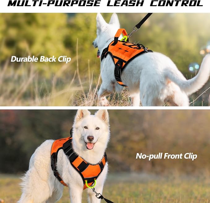 WINGOIN Orange Tactical Dog Harness for Small Dogs,No Pull Dog Harness | Heavy Duty with Handle,Adjustable Reflective,Military K9 Body Pet Vest,for French Bull Pugdog,for Walking Training Running - Image 5