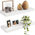 Fixwal Floating Shelves for Wall Decor (White, Set of 2, 15.7 Inch) | MDF Shelves with Metal Brackets, Space Saving for Books, Decor, Works in Bathroom, Kitchen, Living Room, Bedroom by Fixwal