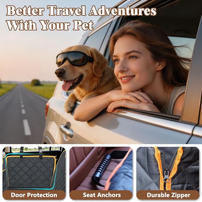 Dog Seat Cover for Back Seat, Waterproof Hammock for SUV & Truck | 600D Oxford Scratch Resistant & Non-slip, Pet-friendly for Daily Travel with Dog Seat Belt, 4-step install, Machine Washable - Image 2