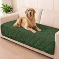 Smiry Non Slip Couch Cover for Dogs, Fuzzy Plush Pet Sofa Protector | Washable Furniture Cover for Large Dogs & Cats, Scratch & Dirt Resistant, For 3 Cushion Couch, Green, 35.4"x88" by Smiry