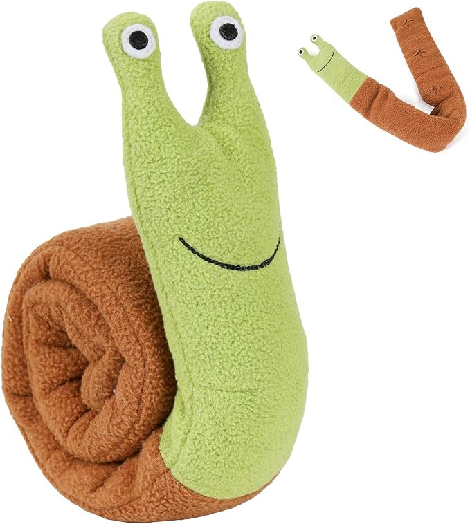Snail Plush Dog Snuffle Toy, Squeaky Treat Dispensing Puzzle Toy for Small and Medium Breeds, Mental Enrichment by Unknown