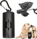YUCHIYA Aluminum Dog Poop Bags Holder with Carabiner Metal Pet Waste Bags Dispenser with Hook and Loop Fastener and Elastic Cord to Carry Used Bags (Black, 1 Holder 15 Bags) by YUCHIYA