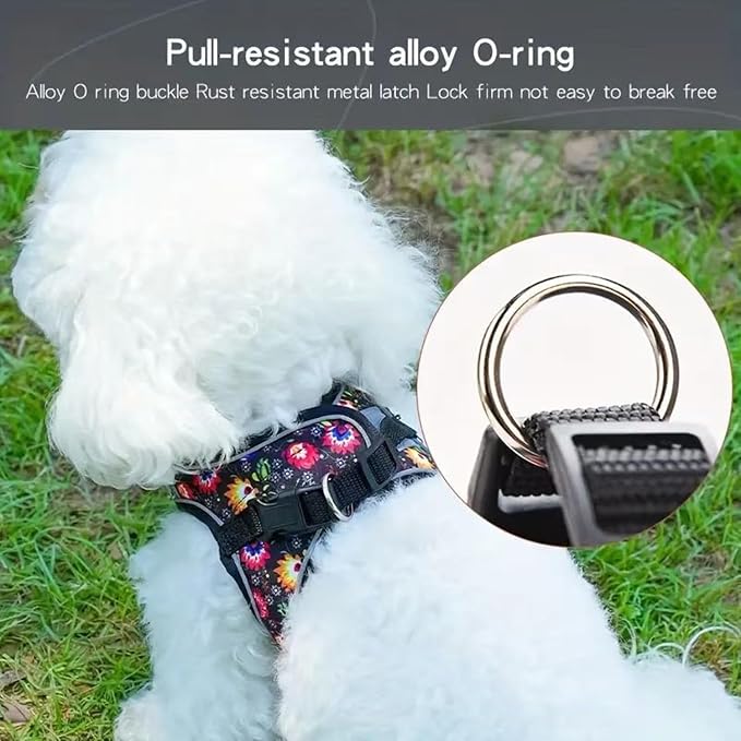 Step in Dog Harness No Pull Flower Adjustable Soft Mesh Harness | Reflective Pet Vest Harness and Leash Set for Small Medium Dogs - Image 6