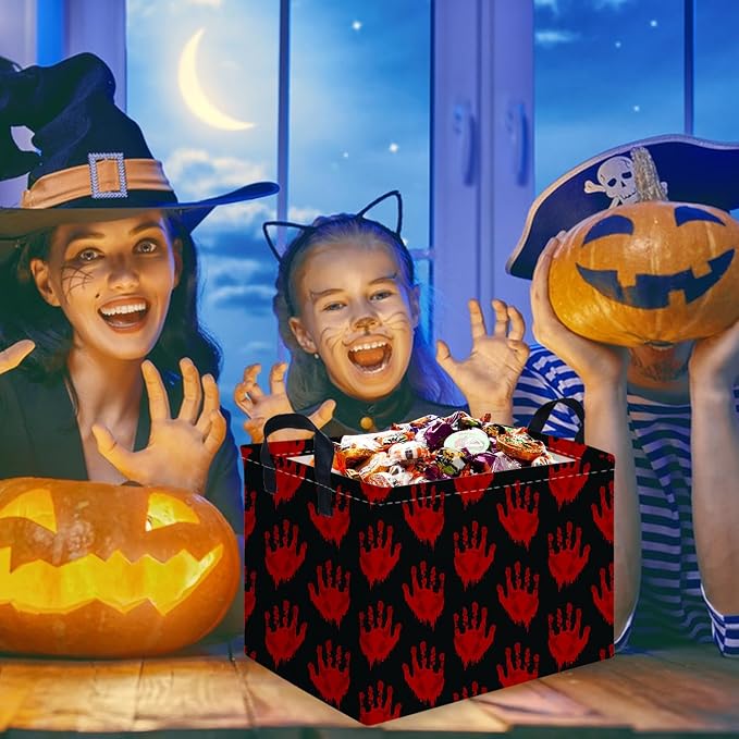 Halloween Ghost thriller basket,Empty Halloween basket,Horror and thriller decor,Trick or Treat Box for Boys and Girls,Horror decor(Handprint) - Image 3