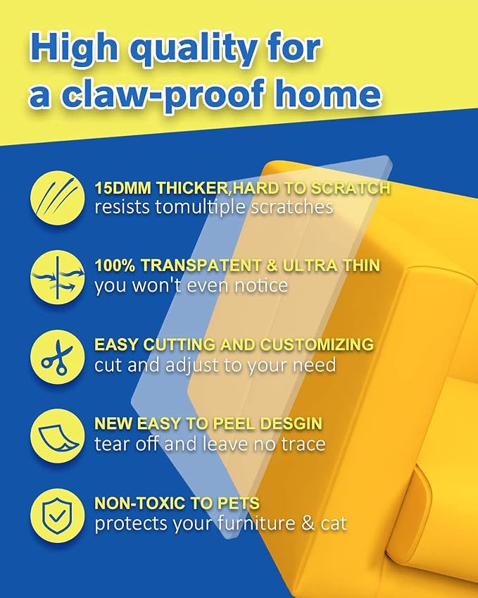 10 PCS Cat Scratch Furniture Protector for Leather, Couch Protector, Scratching Deterrent Strong Adhesion, Easy to Remove, No Residue (170in x12in) - Image 5