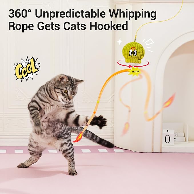 Potaroma Interactive Cat Toy with Motion Sensor, Chirping Sound & Catnip | Mesh Tail, Rechargeable Smart Rolling Ball for Bored Indoor Kittens & Adult Cats 3 Inches - Image 3