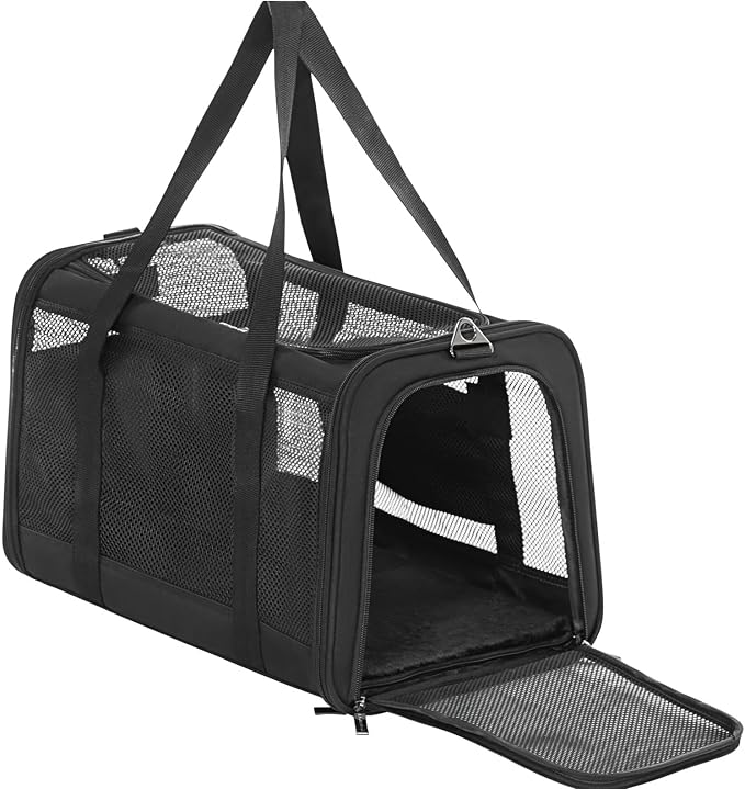 PETSFIT Soft-Sided Cat Carrier, Airline Approved | For Travel, 3 Carrying Ways, Lightweight and Ventilation on 5 Sides, Escape Proof, With Soft Fleece Pad by Petsfit