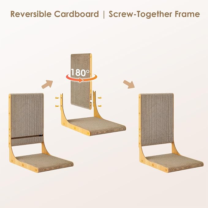 EHEYCIGA 2-Pack Cat Scratcher, L-Shaped Indoor Cardboard Scratch Pad, Large | Vertical Cat Scratching Board with Ball Toy, Furniture Protector, Reversible Design for Double Life - Image 3