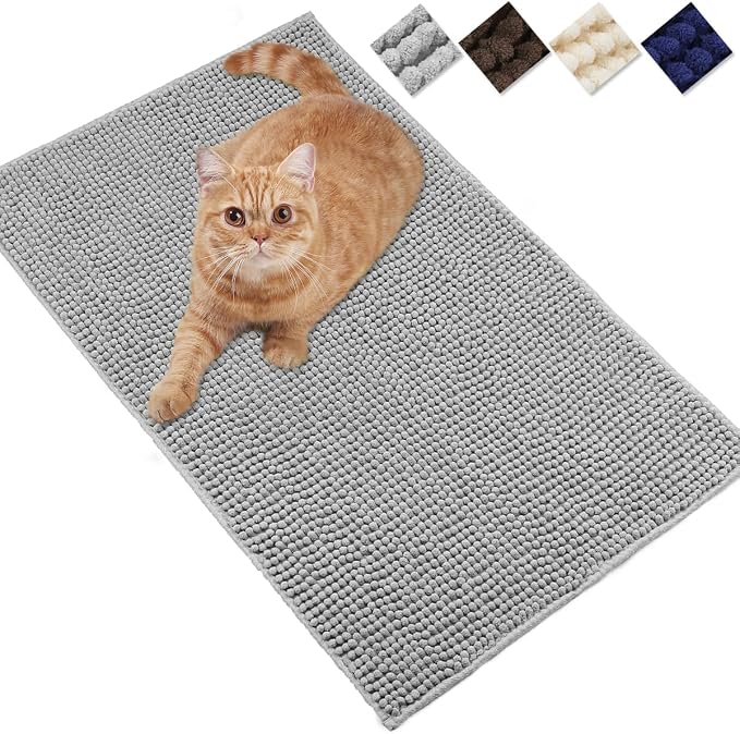 VIVAGLORY Cat Litter Mat Softgrip Litter Trapping Mat, 31"× 20", Grey | Litterbox Rug Box Catcher for Indoor & Floor, Easy Clean Washable Less-Mess Waterproof for Cat by VIVAGLORY