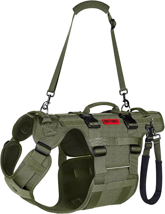 OneTigris Dog Lift Harness for Large Dogs, Dog Hip Support Brace, Full Body Lifter with Handles Invictus Multifunctional Mobility Assistance Vest for Back Legs (Green, Medium) by OneTigris