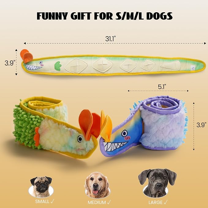 Nocciola EEL Squeaky Dog Toy, Tough No Stuffing Toy for Tug of War, Puppy Interactive Puzzle Fun to Keep Them Busy, Cognitive Crinkle Dog Toy for Large Medium Small Breed, Yellow - Image 5