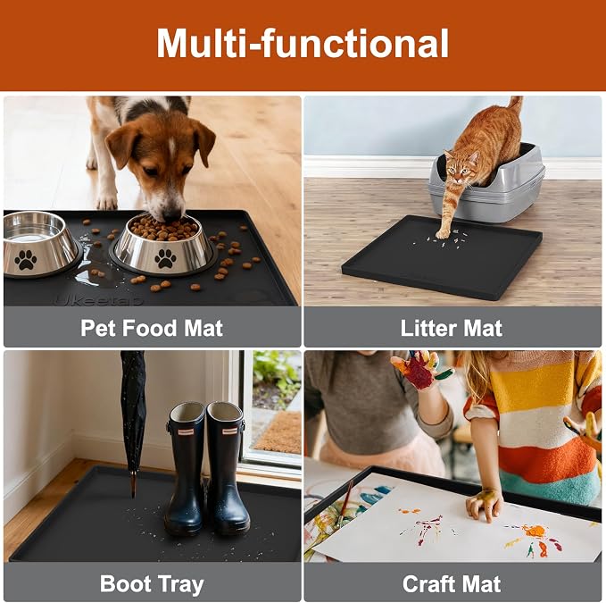22" x 19" Extra Thick Silicone Mat Waterproof with Raised Edge, Black | Under Sink Mat for Kitchen & Bathroom, Kitchen Cabinet Liner, Multi-Purpose for Storage & Protection - Image 8