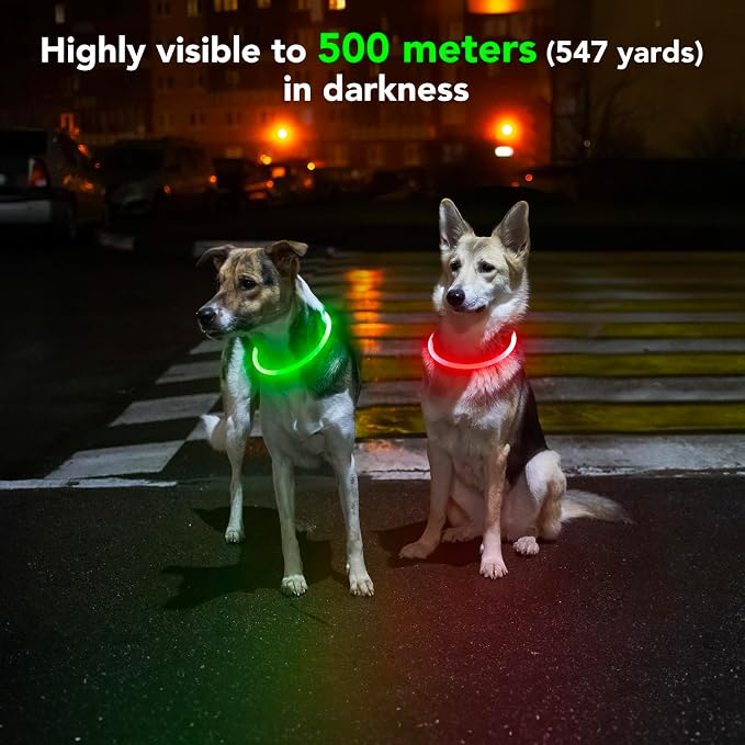 Led Dog Collar - Waterproof Lighted Doggie Collars for Night Rechargeable, High Visibility TPU Cuttable Lighted Pet Collar (Red) - Image 7