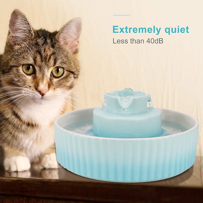 Wonder Creature Ceramic Cat Water Fountain, Stable Cupcake Design, 71oz | 2.1L Pet Fountain with Anti-Tip Ceramic Design, 2 Quiet Pumps, 360° Water Flow, 3 Filters for Cats and Dogs - Image 6