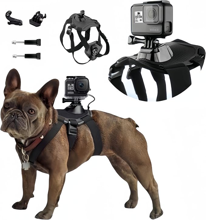 Dog Harness for Gopro, with 2 Mouting Base,Soft Adjustable for Small Medium and Large Dogs for Gopro 12 11 10 9 8 7 6 5 4 3, for DJI Osmo Pocket Camera and Insta360 by wogerplu