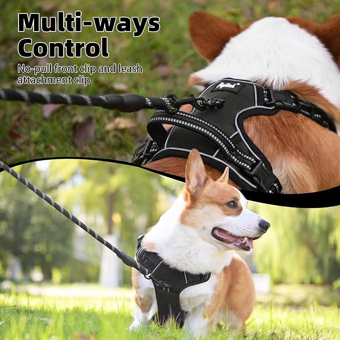 PUPTECK No Pull Dog Harness for Large, Adjustable Reflective Dog Harness with Handle Easy Control, Comfortable Soft Padded Pet Vest Harness for Extra Large Dogs, Black XL - Image 3