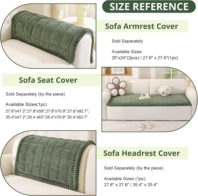 OstepDecor Couch Cover for Dogs, Washable Non Slip Sofa Cover for Pets | Soft Couch Covers for Sofa, Loveseat and Sectional, Furniture Protector Against Pet Hair & Dirt (27.6" x 78.7", Moss Green) - Image 3