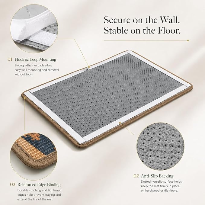 Art Sisal Cat Scratcher Mat, Cat Wall Scratchers for Indoor Cats | Wall Mounted Cat Scratcher, Natural Sisal, No-Drill Hook & Loop Setup, Wall or Floor Use, 23.6 x 15.7 Inch, Sunflower - Image 6