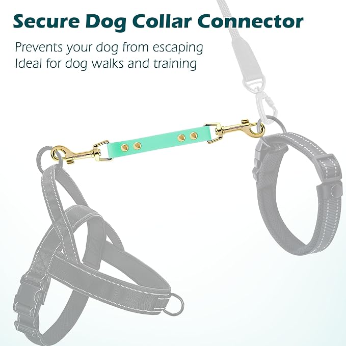 PetBonus Dog Collar Safety Clip, Waterproof Backup Safety Strap | Prong Collar to Harness Connector, Escape Proof, Odor Proof, Easy to Clean, Double Ended Clasp for Training, Mint Green - Image 5