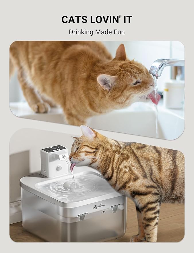 DownyPaws Cat Water Fountain Cordless, Pet Fountain, 84oz/2.5L, White | Wireless Cat Drinking Water Fountains for Cats Indoor, Fursink , Battery Operated, Motion Sensor, Ultra Quiet Pump, BPA-Free - Image 5