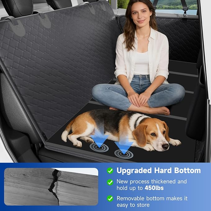 Dog Car Seat Cover Waterproof Vegan Leather, Scratchproof, Hard Bottom Back Seat Extender for Dogs, Non Slip Back Seat Protector with Mesh Window, Easy to Clean Fit Most Cars, Black - Image 4