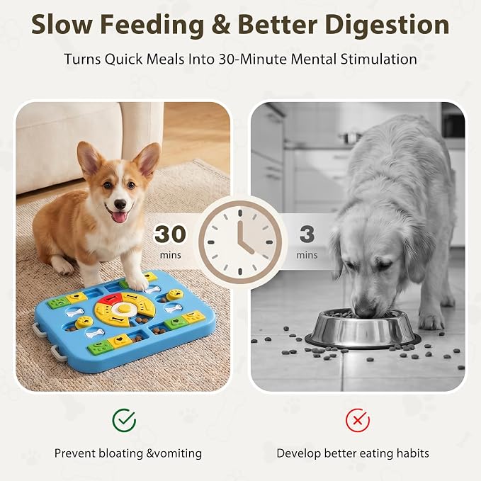 Dog Puzzle Toy, Treat Dispensing Dog Enrichment Toys, Blue | Interactive IQ Brain Stimulation, Slow Feeder Treat Dispenser, Non-Slip Durable, For Small Medium Large Dogs Cats Puppies - Image 3