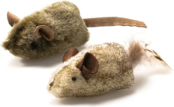 OurPets Play-N-Squeak Twice the Mice Cat Toy, 2 Piece Set, Catnip Filled | Real mouse sound effect, electronic squeaker inside, sparks hunting instinct, engaging design, for indoor felines every day by OurPets