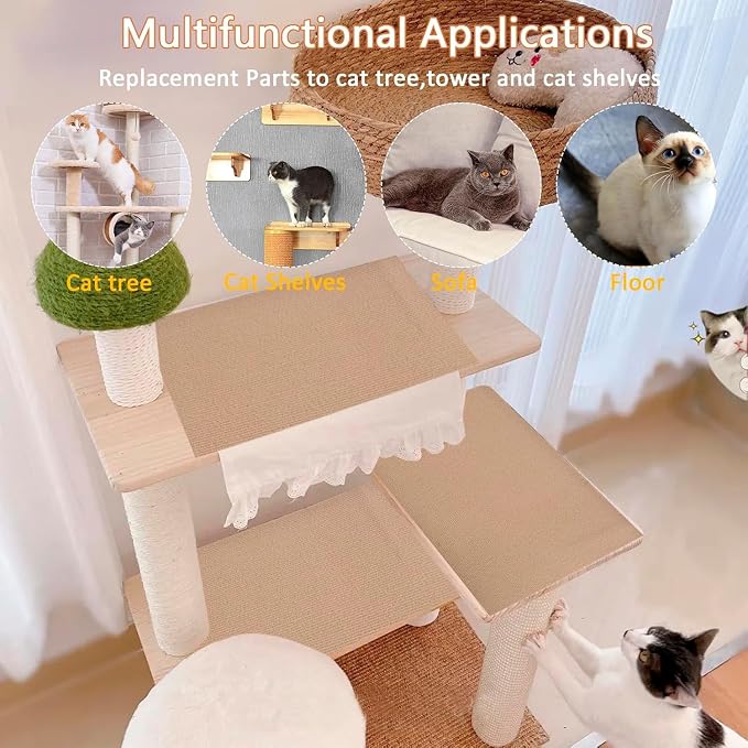 Cat Scratch Couch Furniture Protector, Beige, 11.8"X39.4" | Adhesive, DIY Climbing, Cat Scratch Pad Deterrent, Protects from Cat Claws Scratching Indoor - Image 6