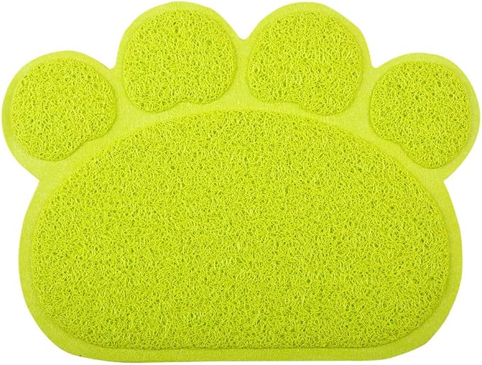 Paw-Shaped Cat Litter Box Mat,10 Colors Available,15.75x11.75 Inches (Lime) by DMWirelessCarCharger