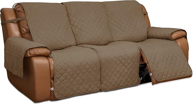 Easy-Going Reversible Couch Cover for 3 Seat Recliner Sofa, Camel/Ivory | Washable Sofa Slipcover For Dogs, Sofa Cover For Recliner, Furniture Protector Mat, Pet Friendly by Easy-Going