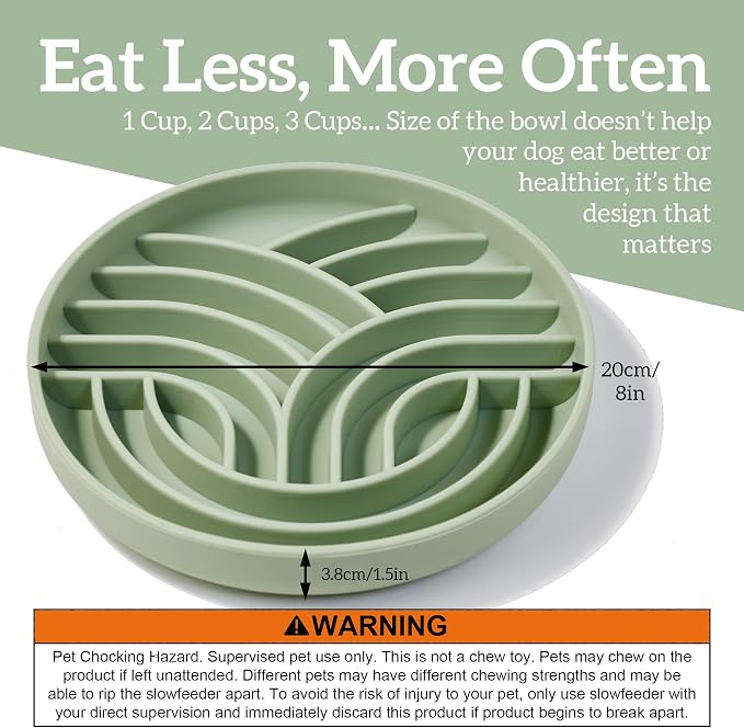OHMO Slow Feeder Dog Bowl, 7.9" Lick Mat for Dogs, Tree of Life, Sage Green | Cat Slow Feeder Bowl, Anti Choking, Enrichment Toys, Easy Clean BPA-Free Silicone Feeding Bowl, Boredom and Anxiety Reducer - Image 3