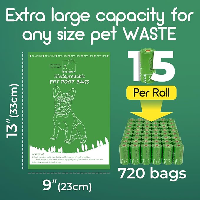 ATIFBOP Biodegradable Dog Poop Bags 720 Counts 48 Rolls, Leak Proof and Extra Thick Doggy Poop Bags (Unscented) - Image 2