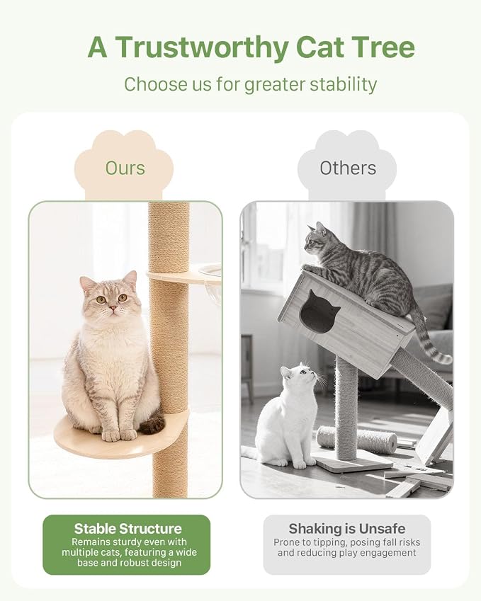 4 Level Floor to Ceiling Cat Tree,55-115in Adjustable Height Tall Cat Tower | Space-Saving Design, Heavy Duty Plywood Cat Pole with Jump Platform, Hammock & Capsule - Image 6