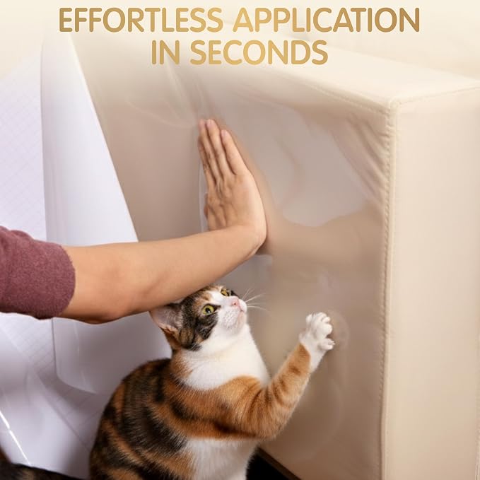 Anti Cat Scratch Furniture Protector Roll, Clear Self Adhesive Film | 160" × 12.4" Cut to Fit PVC, Protects Sofas, Chairs, Doors & Hardwood, Strong Adhesive, Residue Free Removal - Image 8