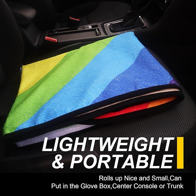 Back Seat Cover for Car Trucks Van SUV Jeep,Waterproof Rear Bench Towel Seat Covers for Dogs and Kids,Automotive Backseat Protector (Rainbow) - Image 8